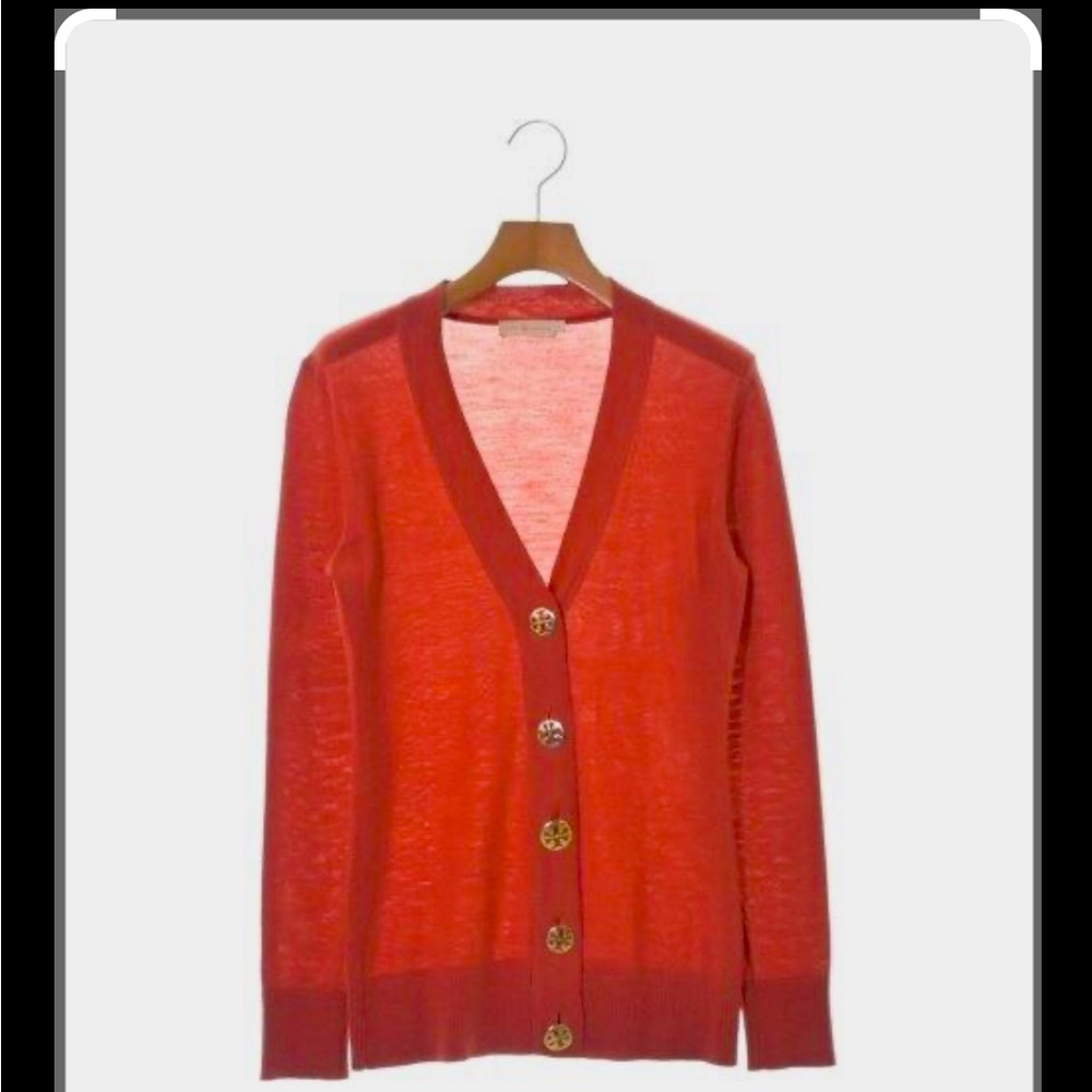 Tory Burch Bright Orange Cardigan